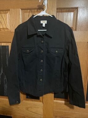 Talbots Black Button-Front Jean Jacket